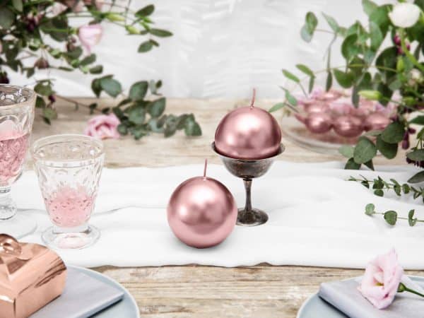 Rose gold kúlukerti 1 stk. 8 cm - Image 2