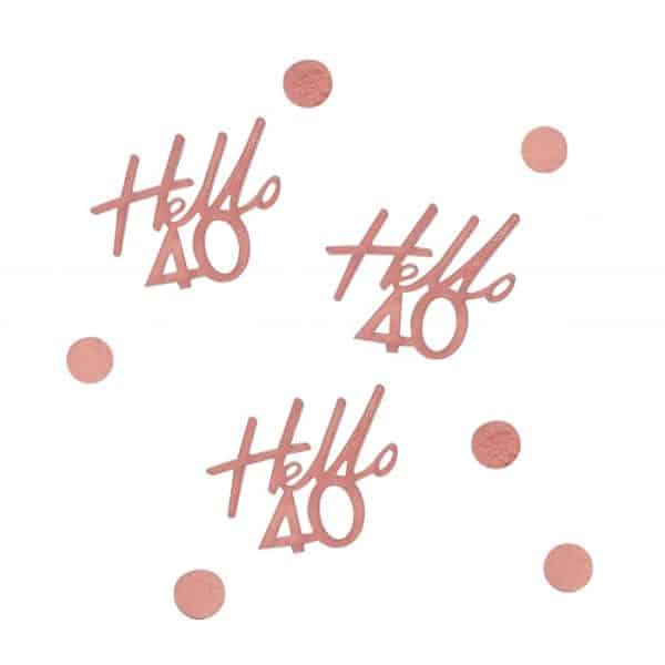 "HELLO 40" ROSEGOLD CONFETTI