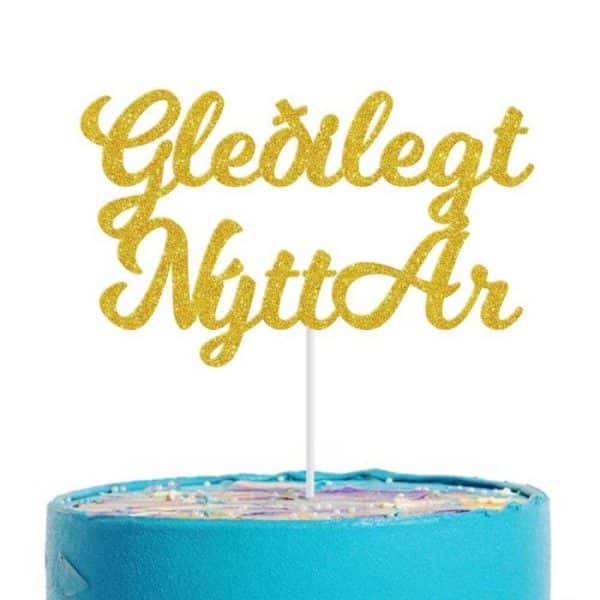 GYLLTUR GLIMMER "GLEÐILEGT NÝTT ÁR" KÖKUTOPPUR