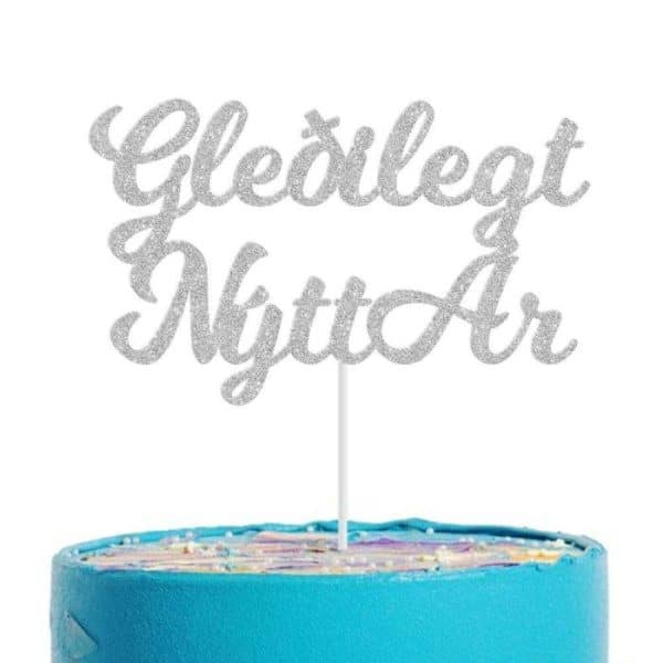 SILFUR GLIMMER "GLEÐILEGT NÝTT ÁR" KÖKUTOPPUR