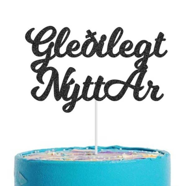 SVARTUR GLIMMER "GLEÐILEGT NÝTT ÁR" KÖKUTOPPUR